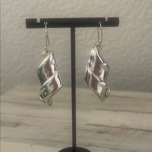 Bat Ami Silver Twisted Electroform Drop Earrings.